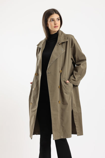 Pointed Collar Trench Coat