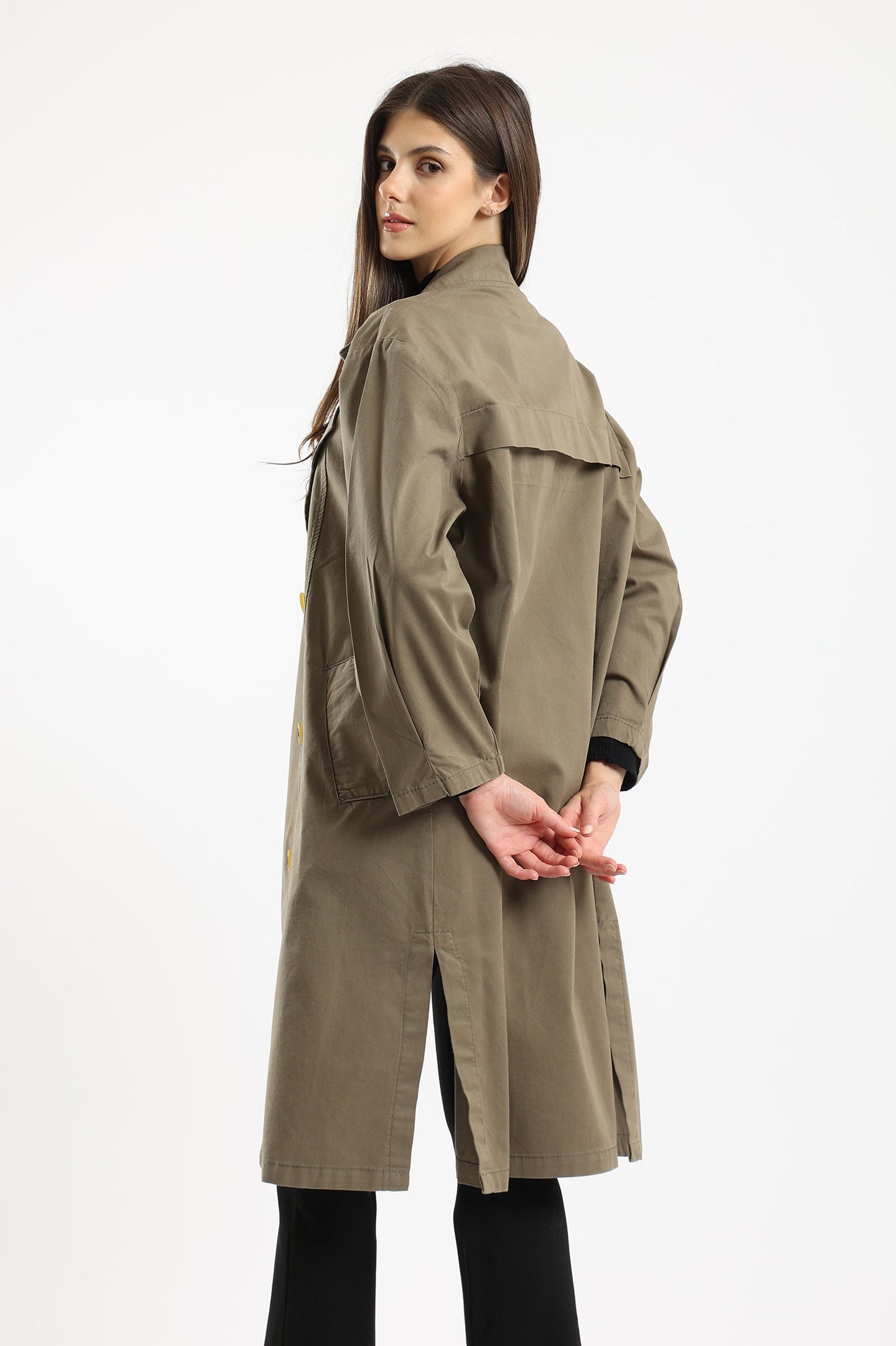 Pointed Collar Trench Coat