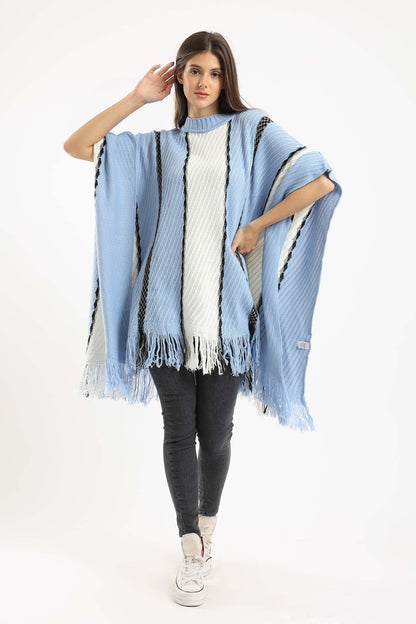 Wide Vertical Knitted Poncho