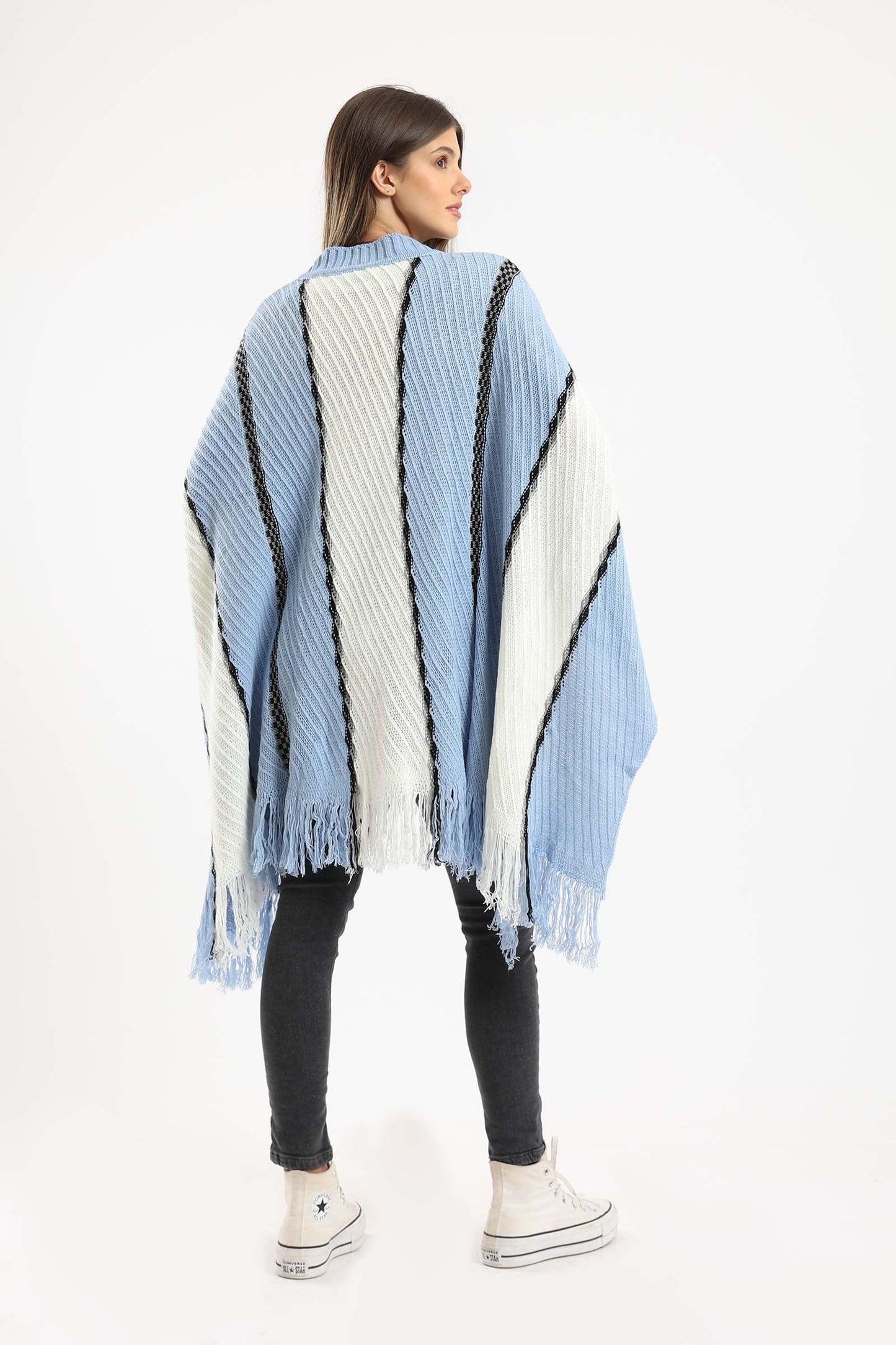 Wide Vertical Knitted Poncho