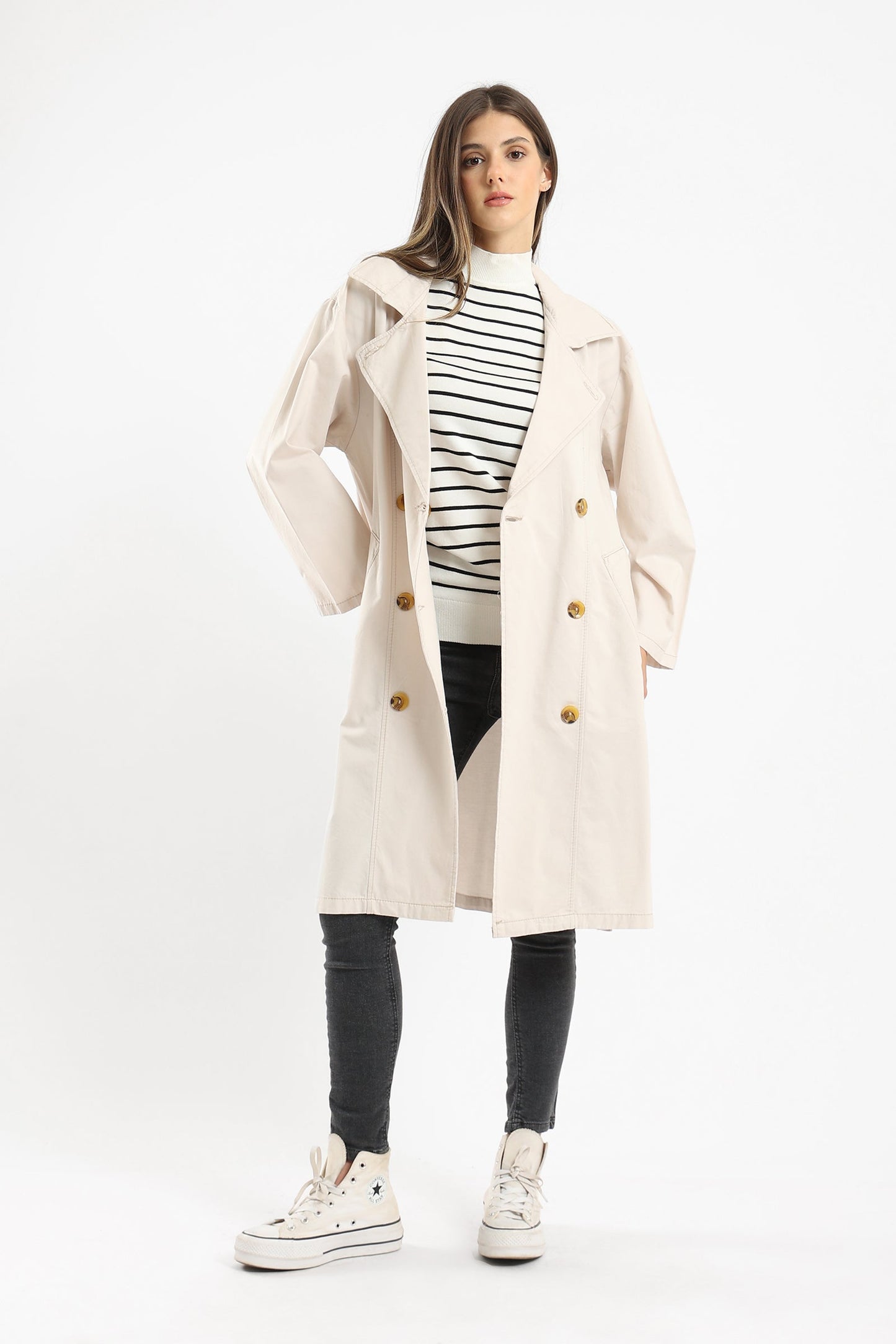 Pointed Collar Trench Coat