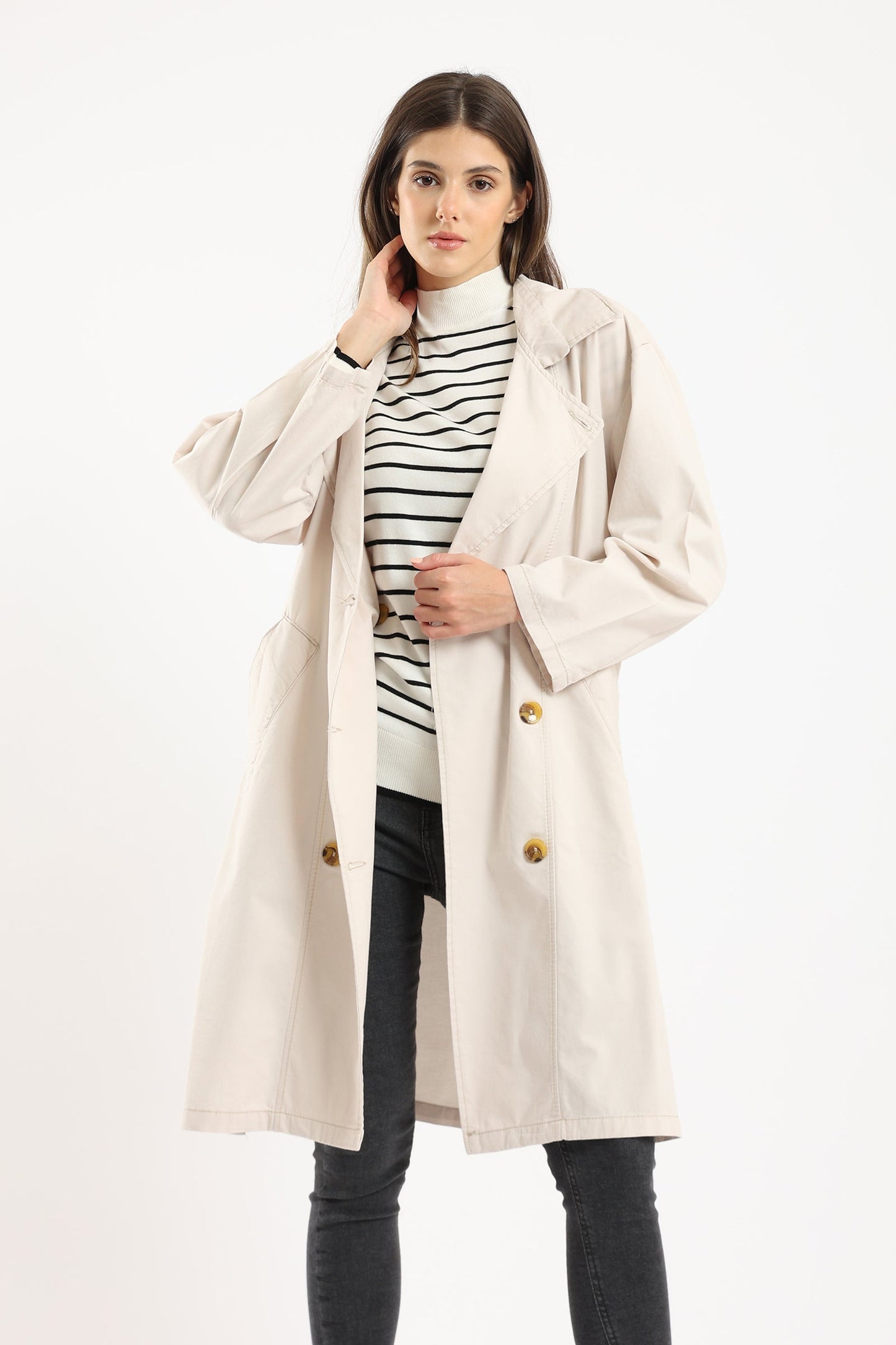 Pointed Collar Trench Coat