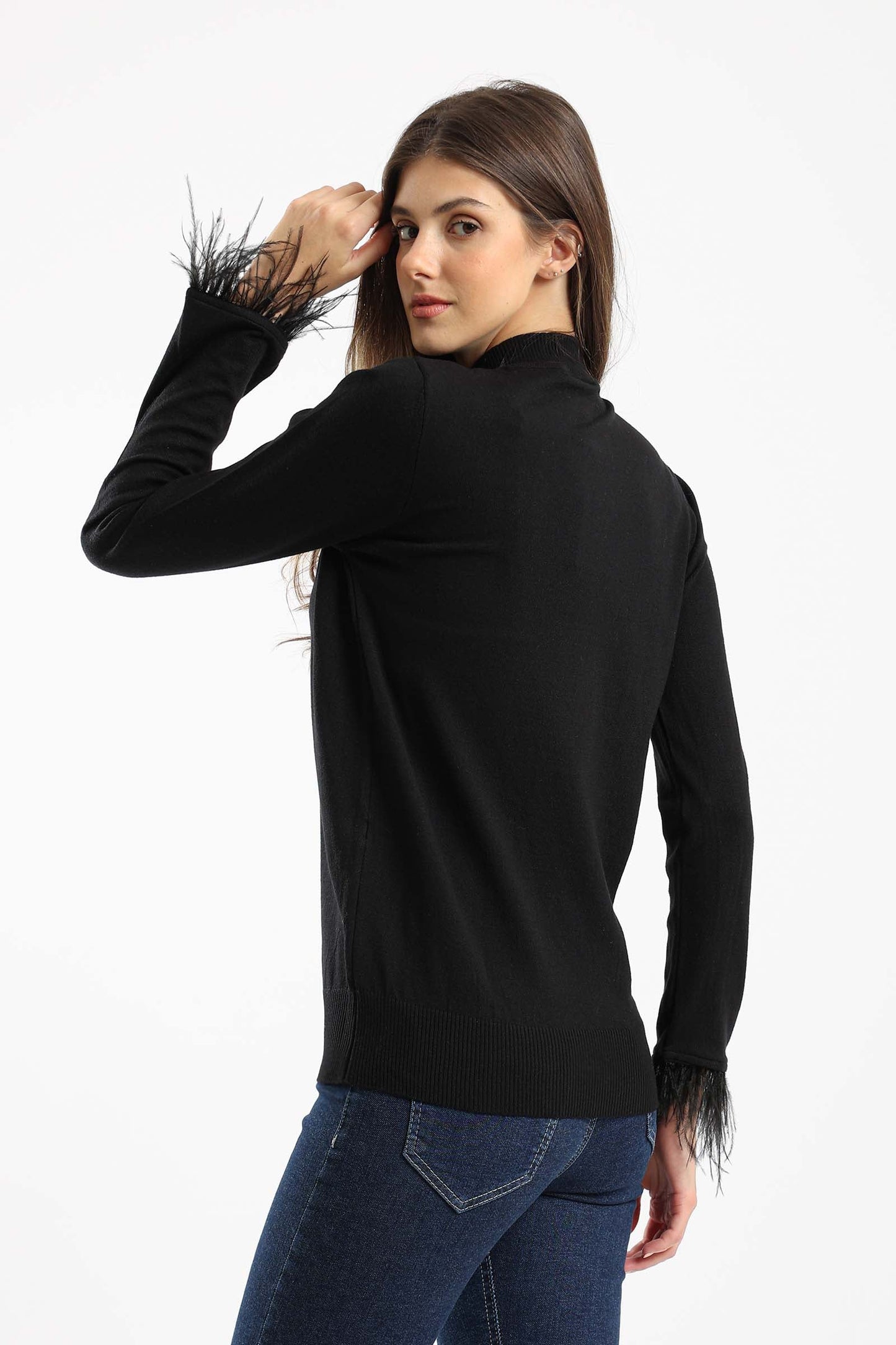 Pullover with Fringed cuffs