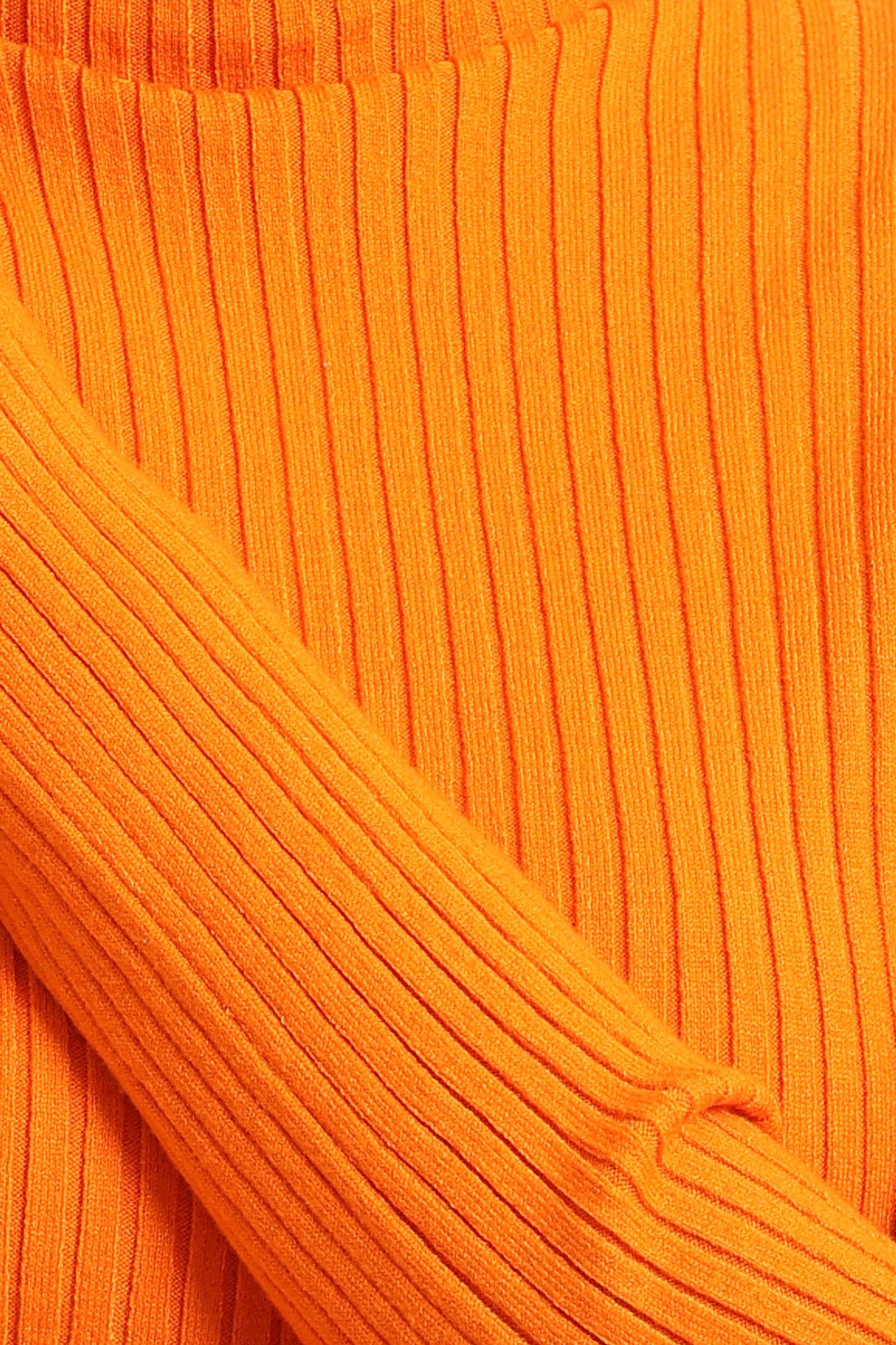 Ruffle Edges Ribbed Pullover - Orange