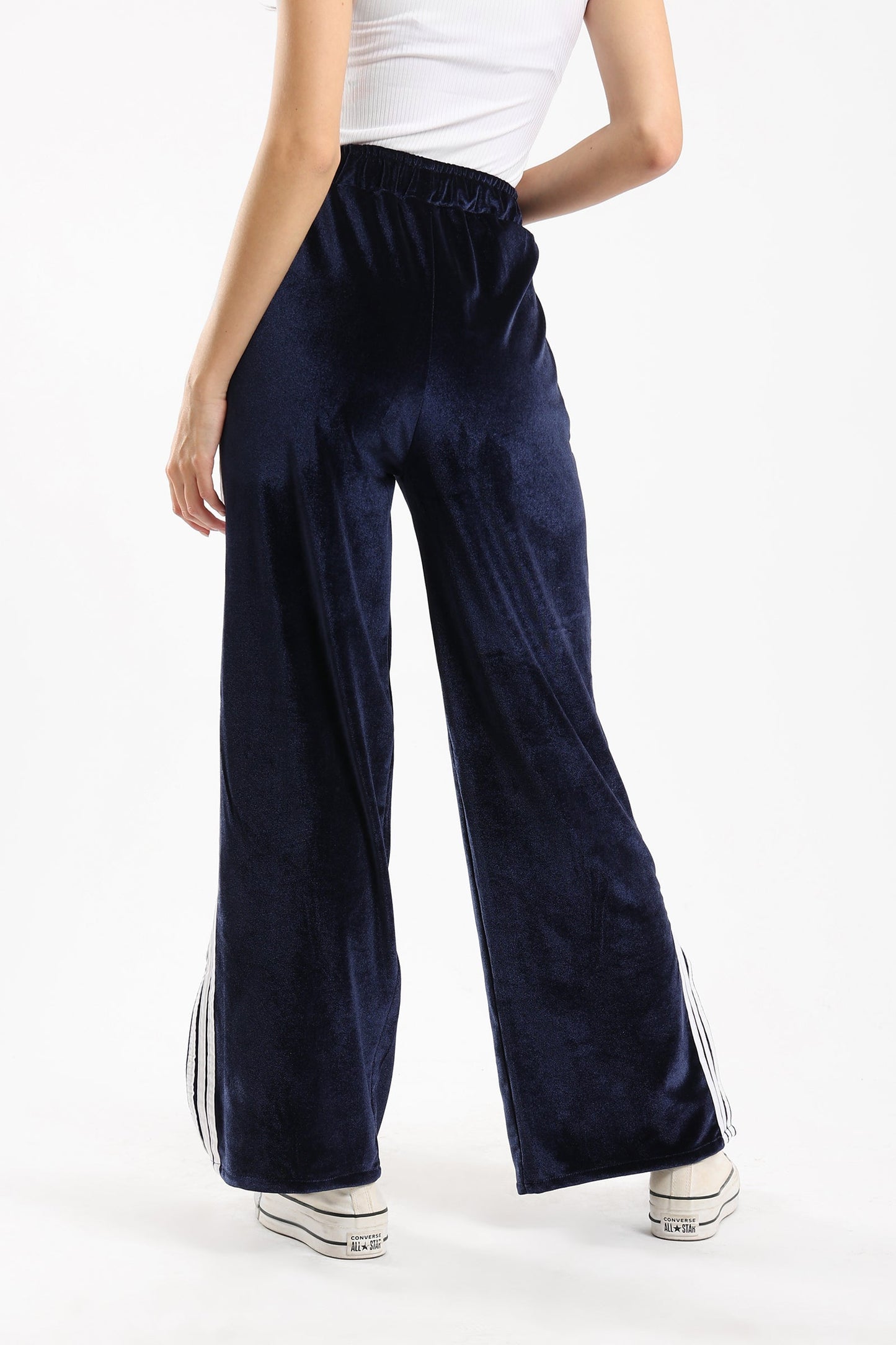 Velvet Striped Lounge Pants - Navy