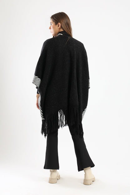 Fringe Hem Knitted Cape