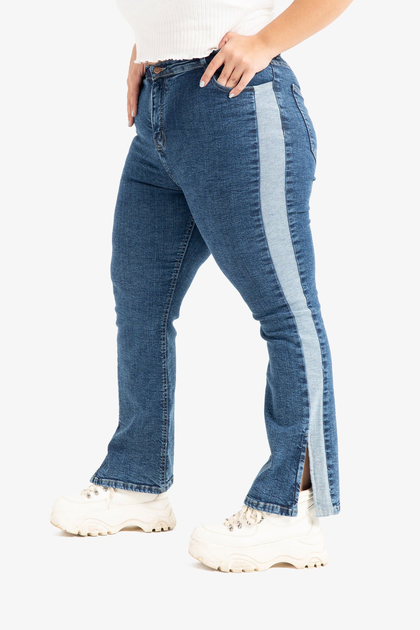 Color Block Flared Jeans