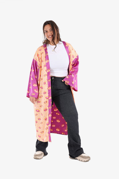 Color Block Satin Kimono