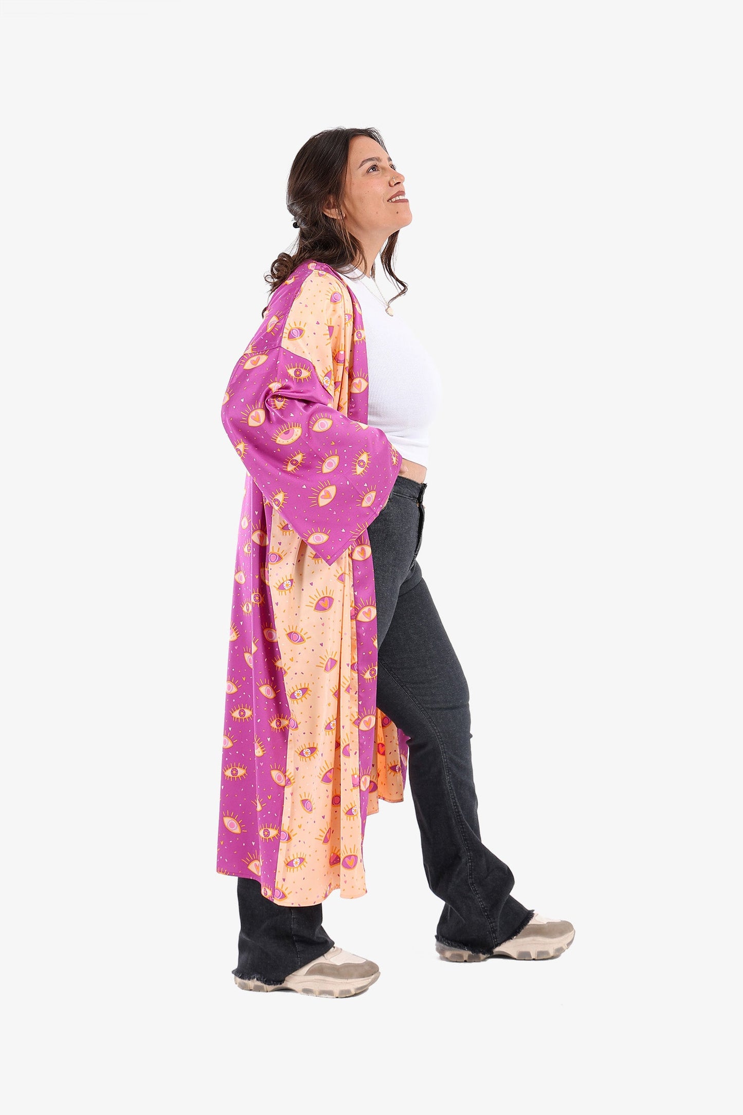 Color Block Satin Kimono