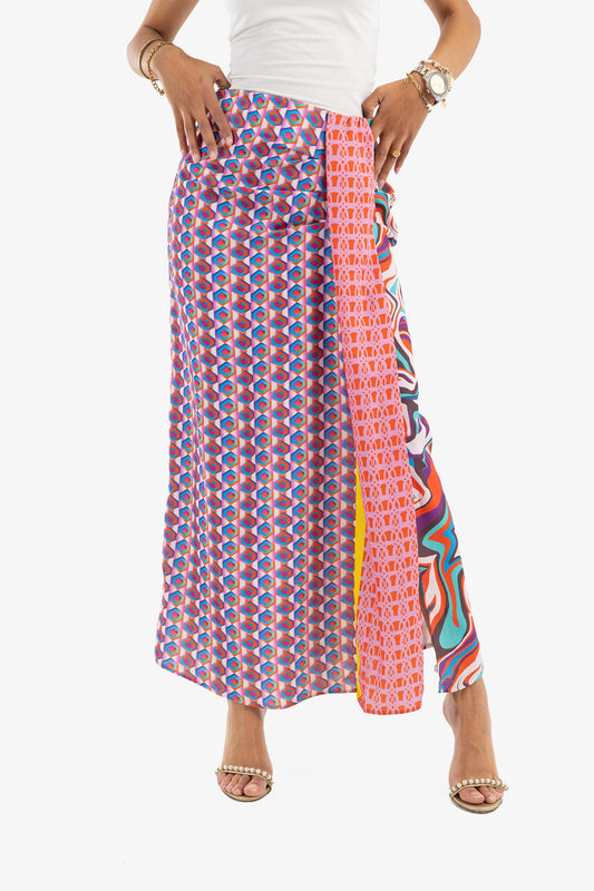 Printed Skirt with Tie Knot