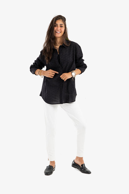 Perforated Round Hem Shirt