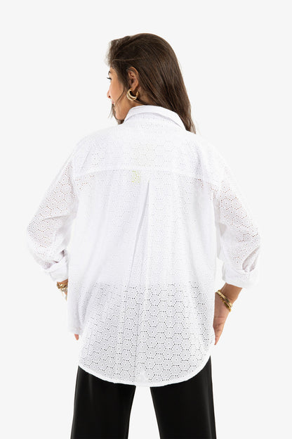 Perforated Round Hem Shirt