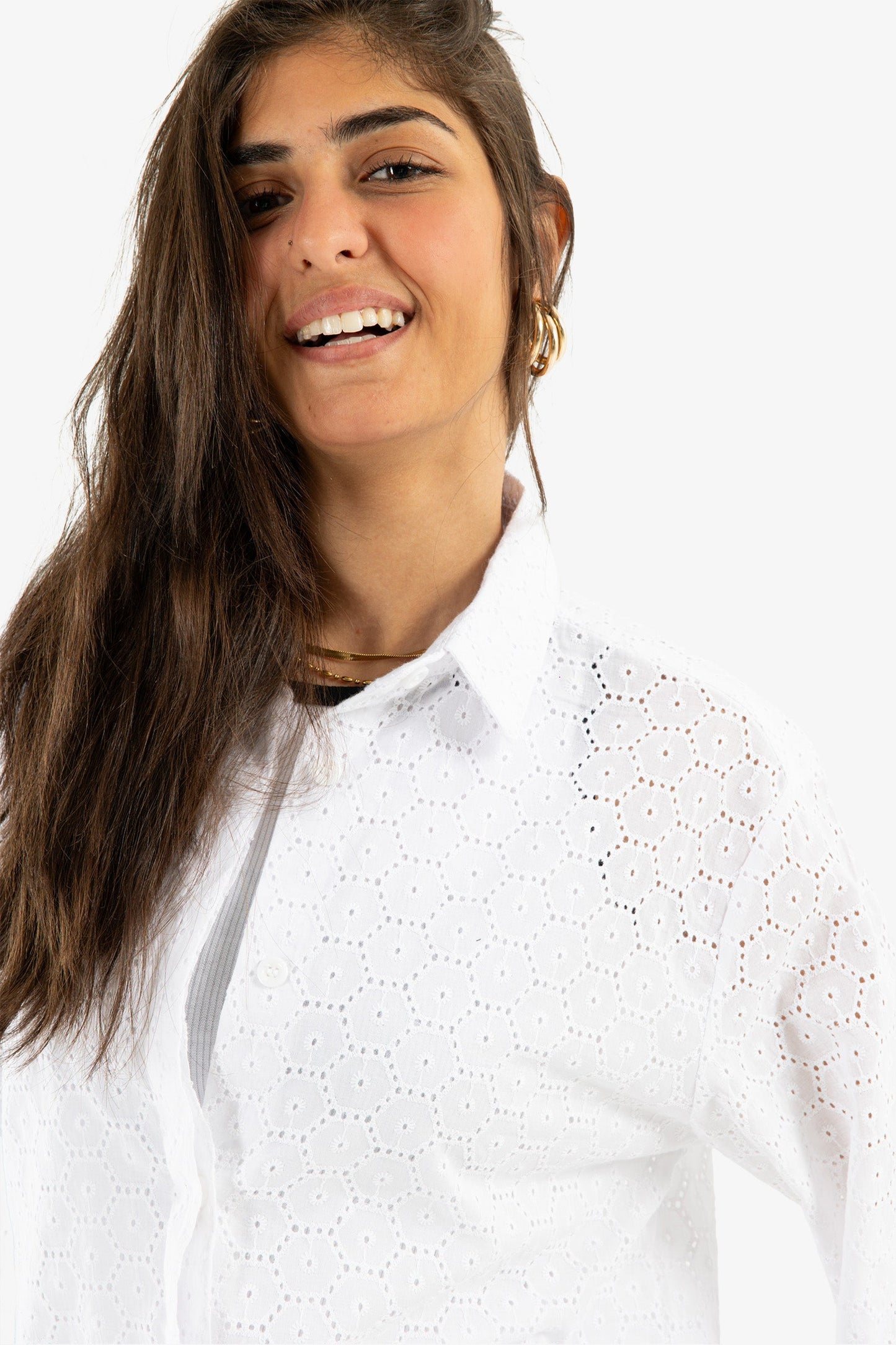 Perforated Round Hem Shirt