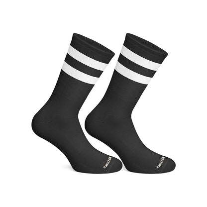 Cotton Basic Striped Crew Socks – Black