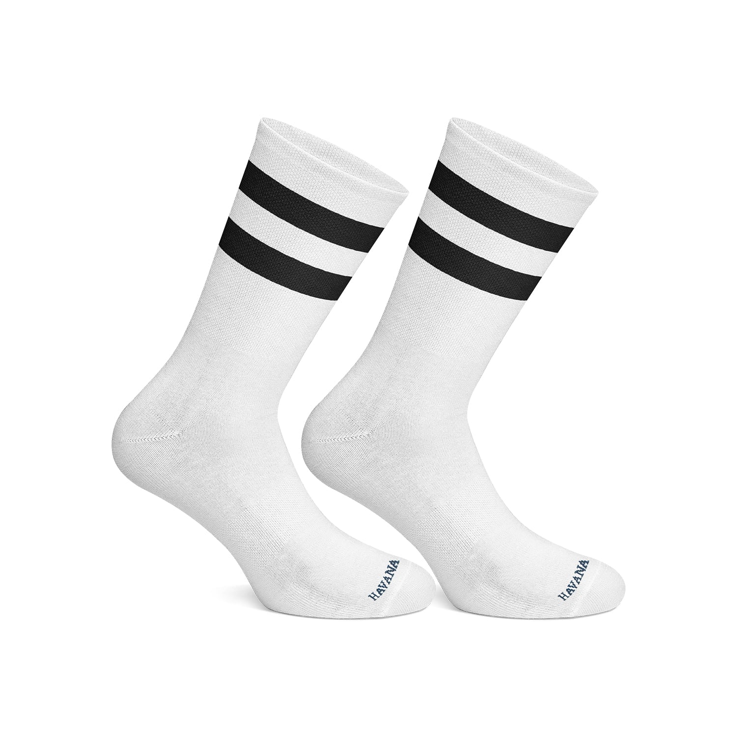 Cotton Basic Striped Crew Socks – White