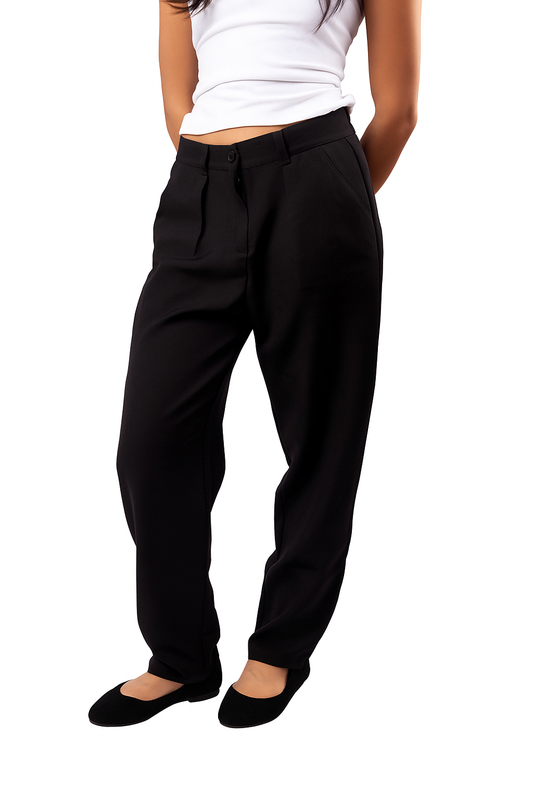 High-Waisted Classic Pants - Black