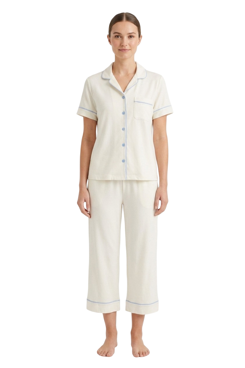 Classic Piping Pajama Set – Off White