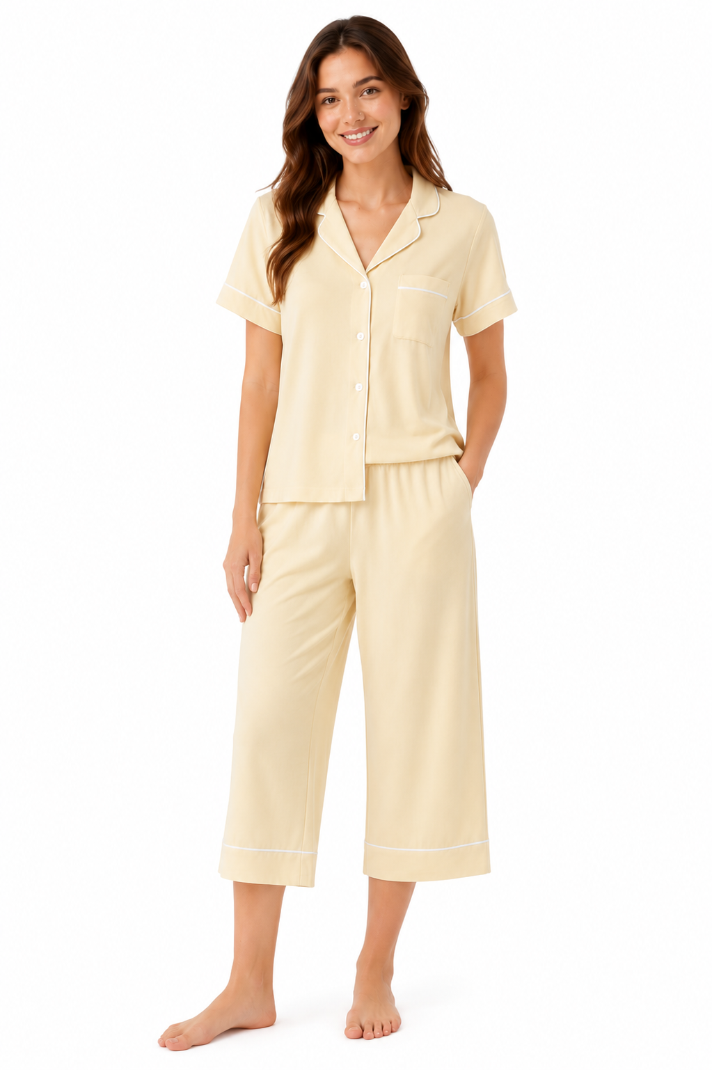 Classic Piping Pajama Set – Canary Yellow