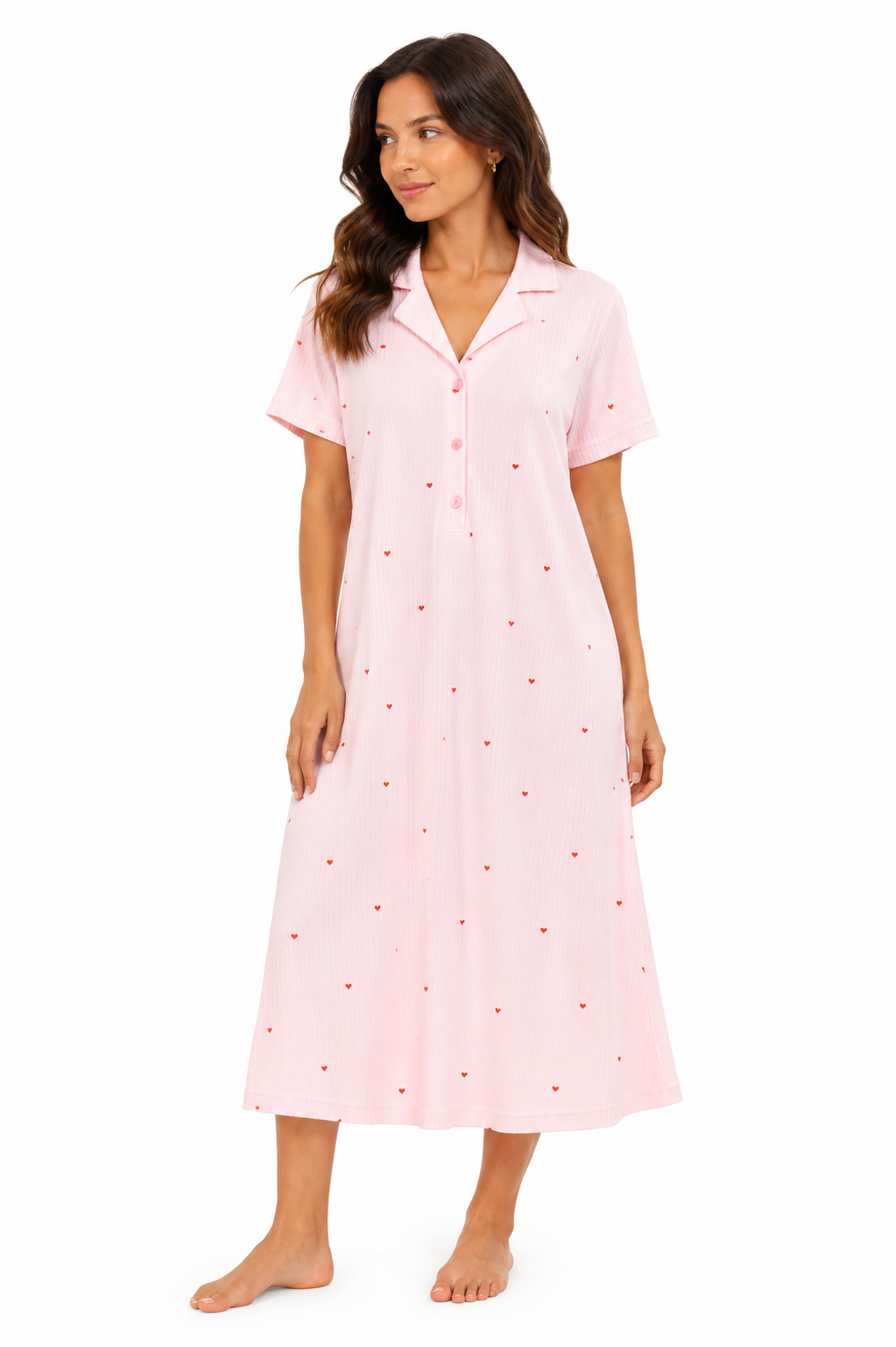 Printed Short Nightgown - Pink