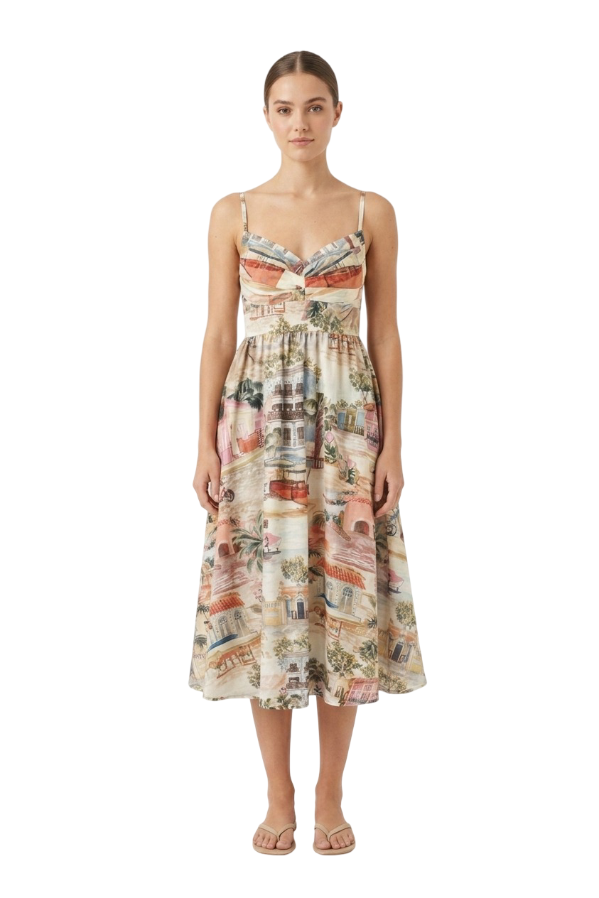Printed Strap Dress - Multicolor