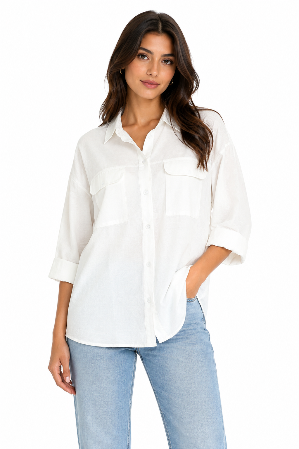 Basic Pockets Shirt - White