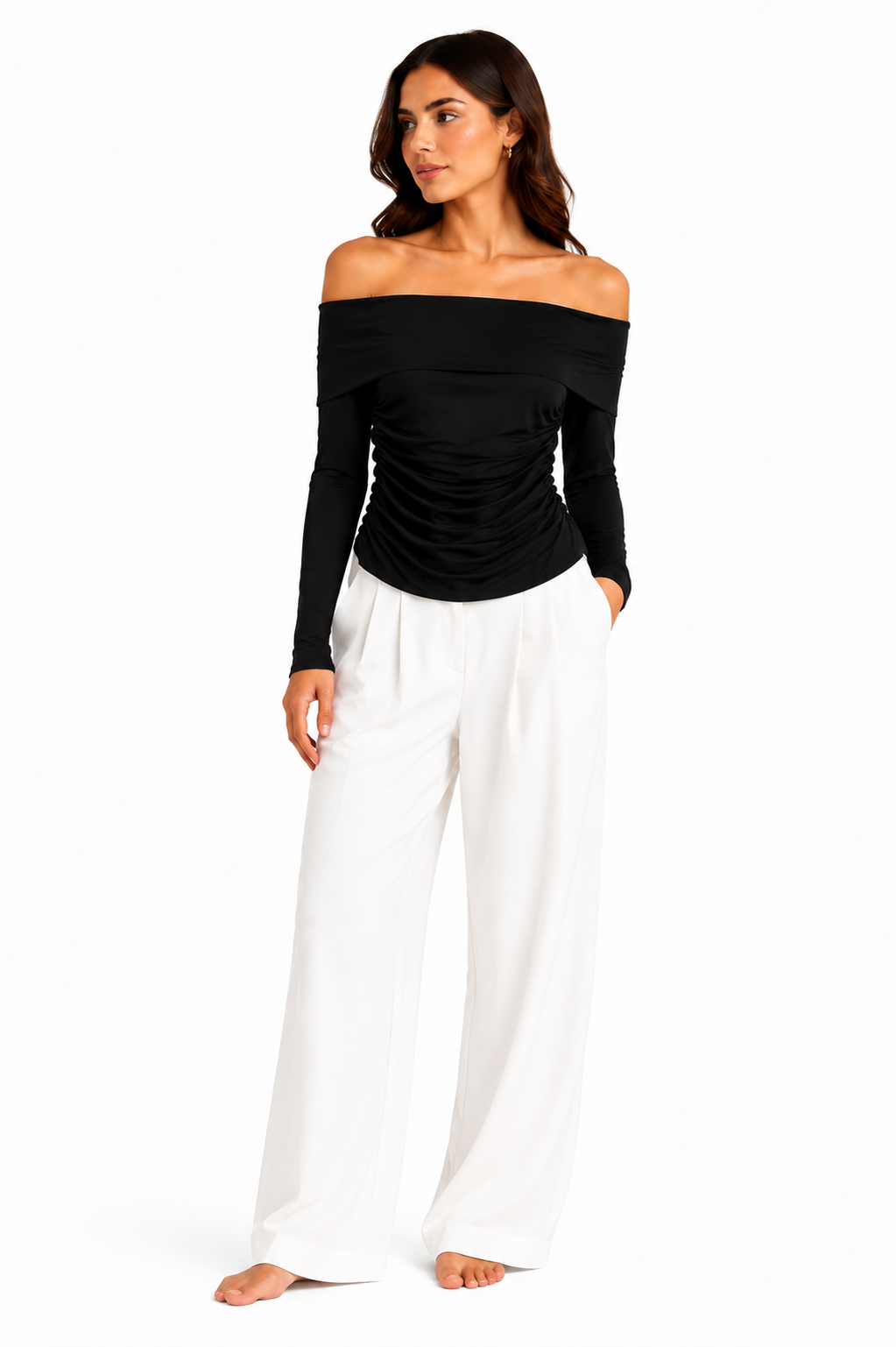 Black Off Shoulder Blouse - Black