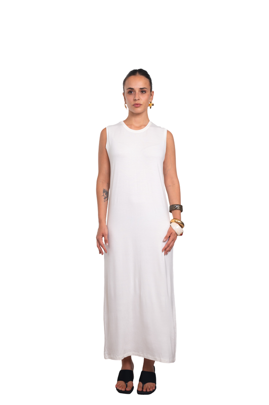 Sleeveless Soft Drape Maxi Dress – Off White
