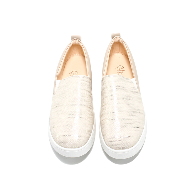 Faux Leather Comfortable Sneakers - Beige