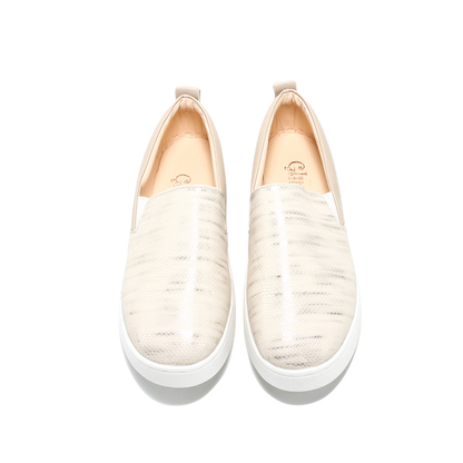 Faux Leather Comfortable Sneakers - Beige