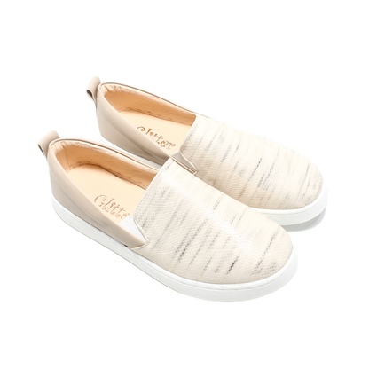 Faux Leather Comfortable Sneakers - Beige