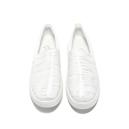 Faux Leather Comfortable Sneakers - White