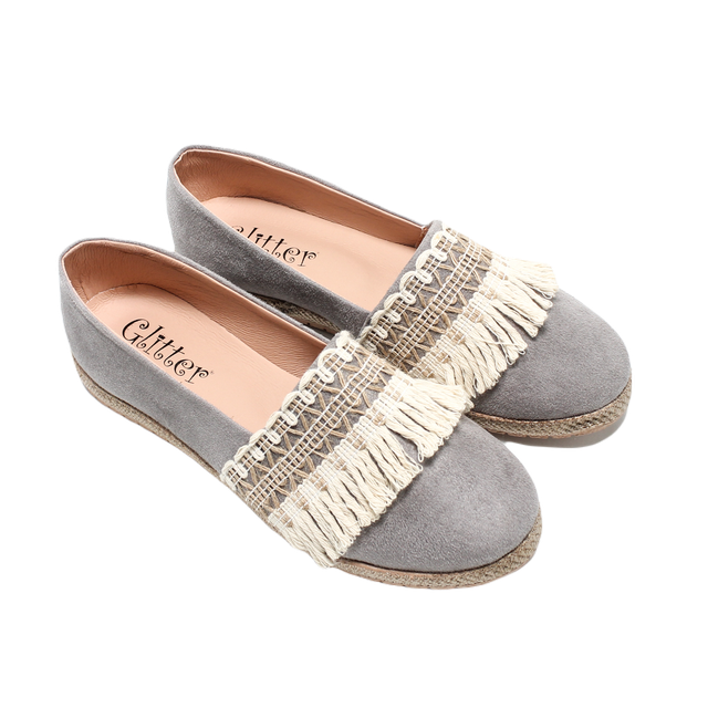 Suede Elegant Ballerina Shoes - Grey