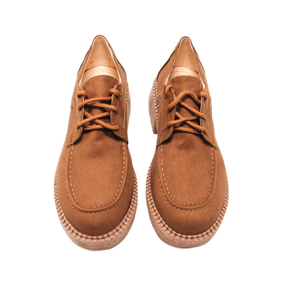 Suede Lace-Up Shoes – Camel