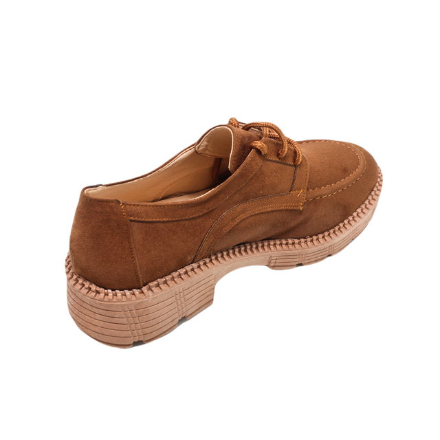 Suede Lace-Up Shoes – Camel