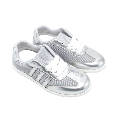 Faux Leather Casual Sneakers - Grey