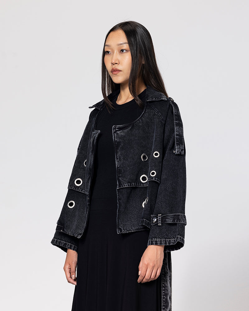 Denim Steel Loop Denim Jacket - Black