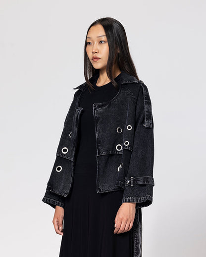 Denim Steel Loop Denim Jacket - Black