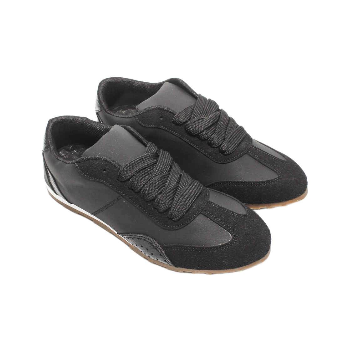 Suede Plain Sneakers - Black