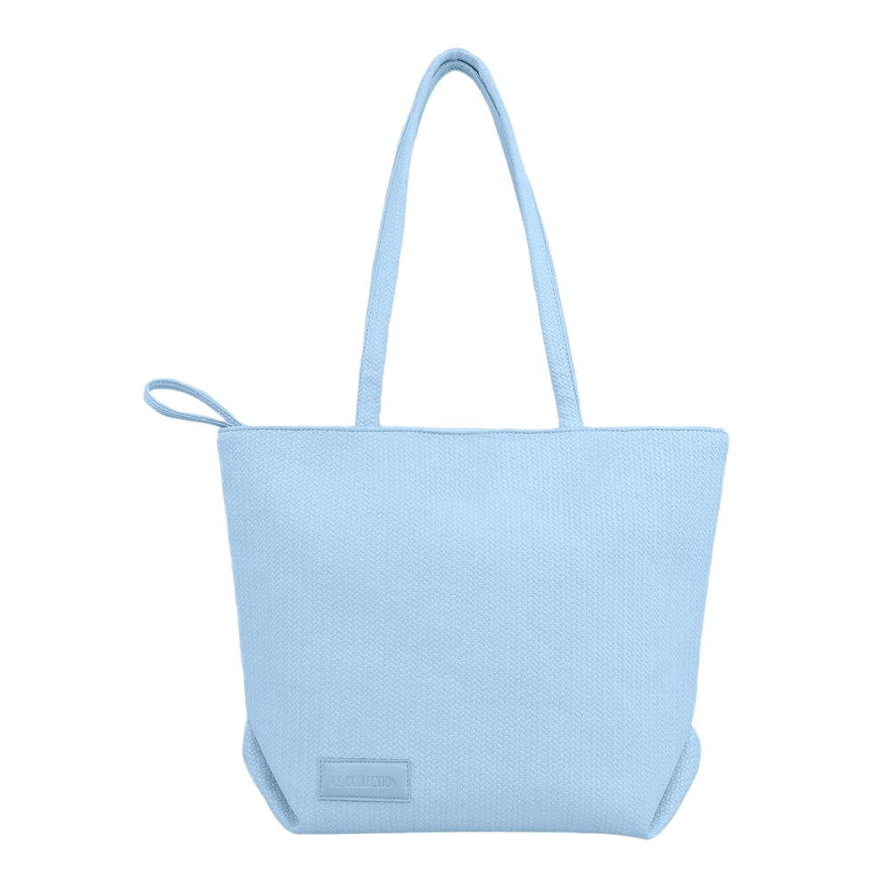 Textured Large Tote Bag - Baby Blue