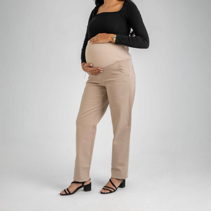 Cotton Gabardine Solid Maternity Pants