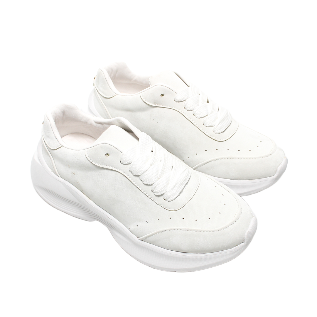 Minimal Perforated Chunky Sneakers – White