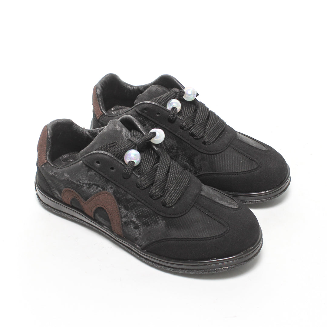 Pearl Accent Casual Sneakers - Black
