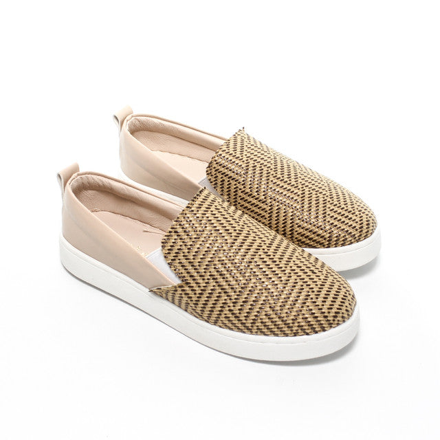 Woven Canvas Slip-On Sneakers - Brown