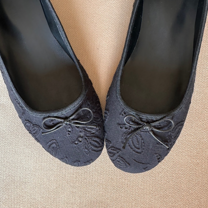 Synthetic Baila Lace Flats - Black