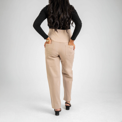 Cotton Gabardine Solid Maternity Pants