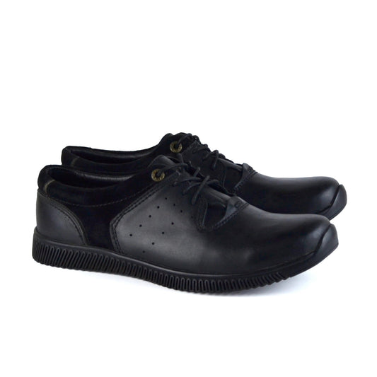Leather Suede Casual Shoes - Black