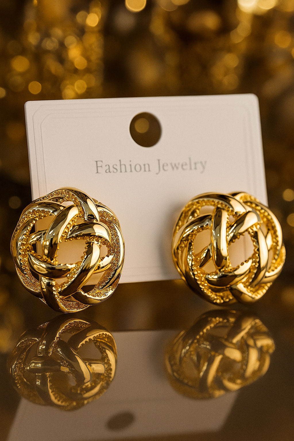 Gold-Toned Braided Knot Stud Earrings