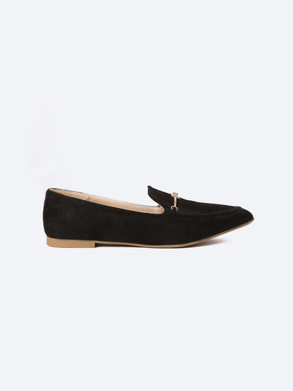 Suede Flat Ballerina Shoes Sharp Edge With Accessories