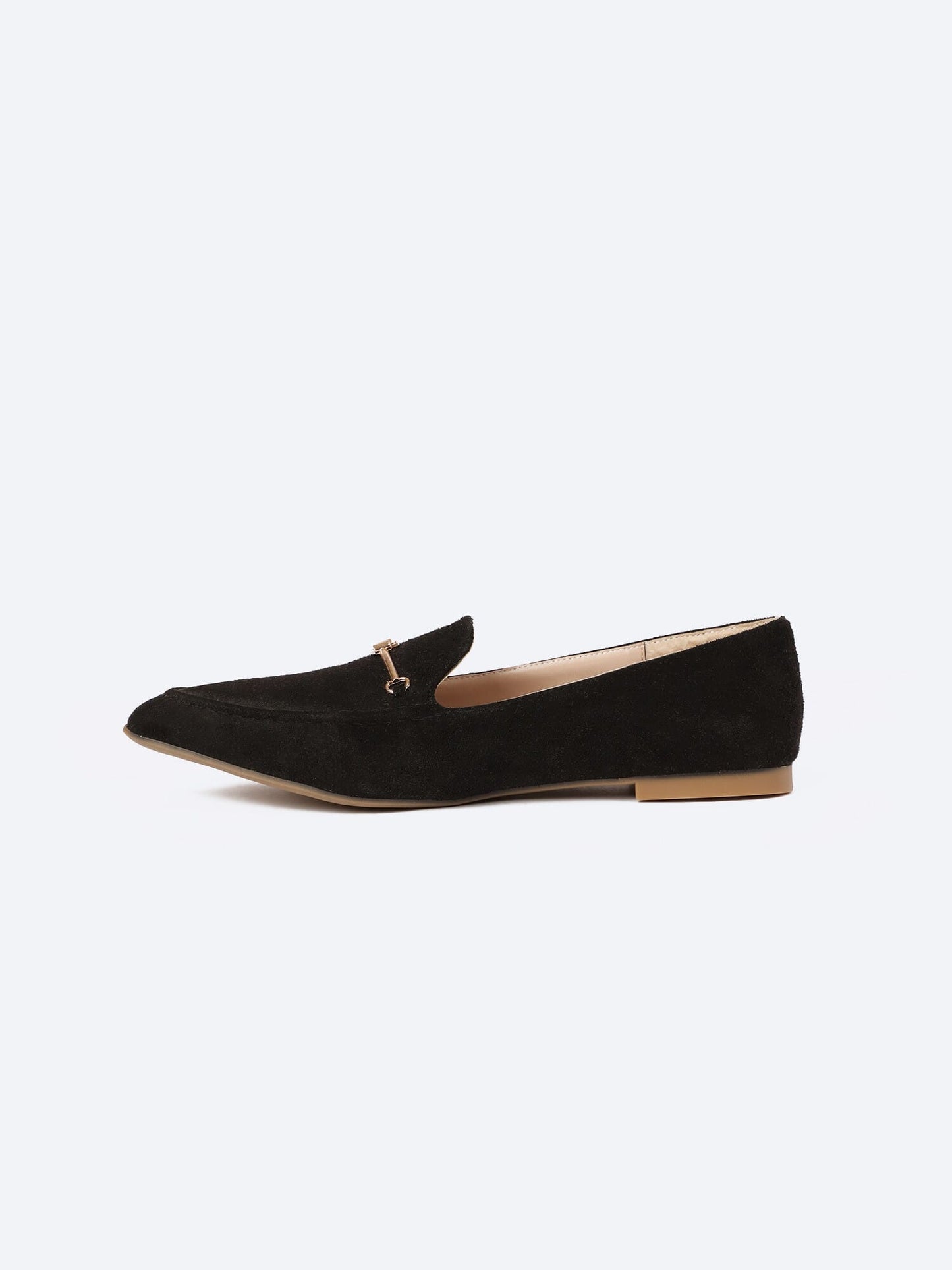 Suede Flat Ballerina Shoes Sharp Edge With Accessories