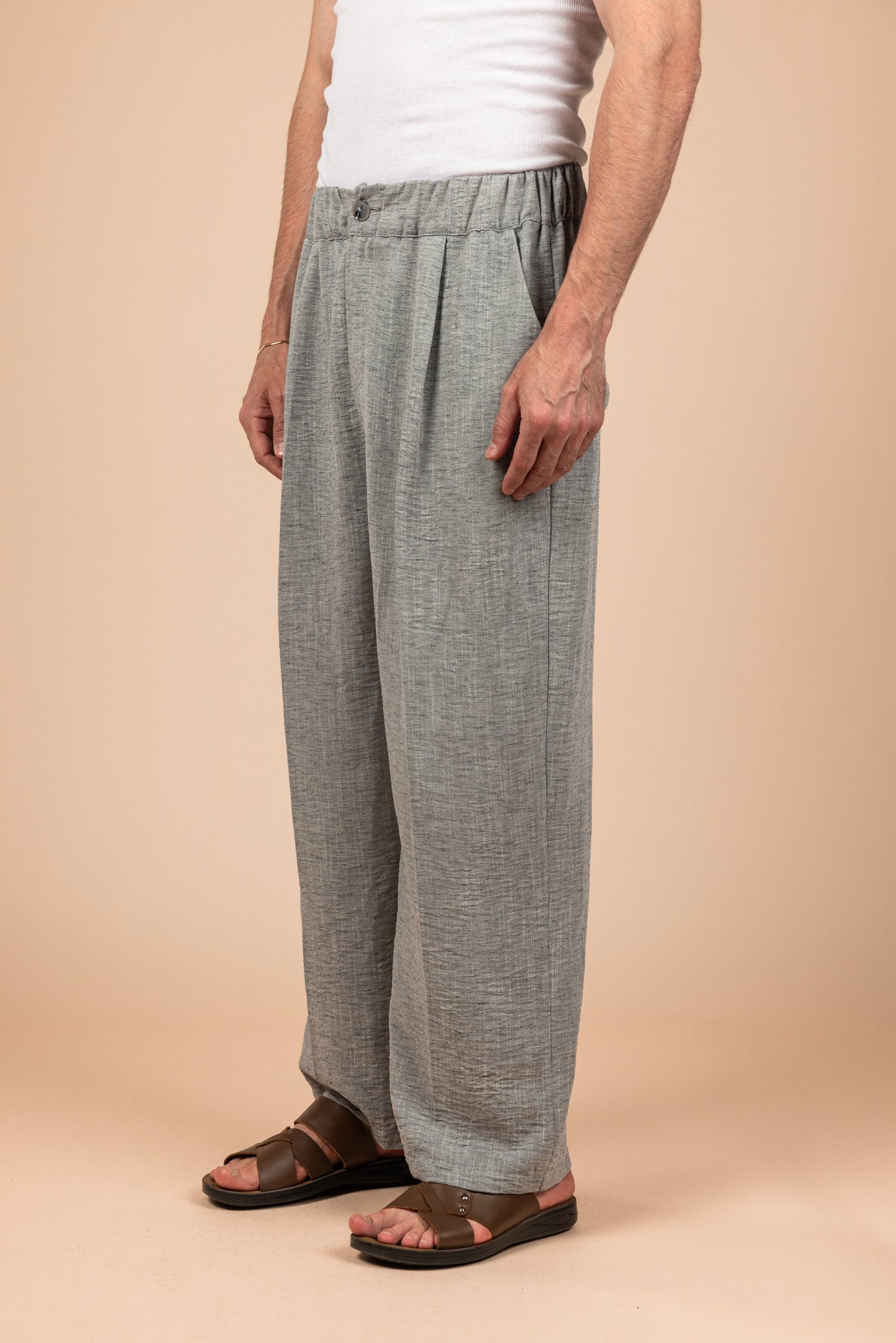 Tailored Linen Pants - Gray